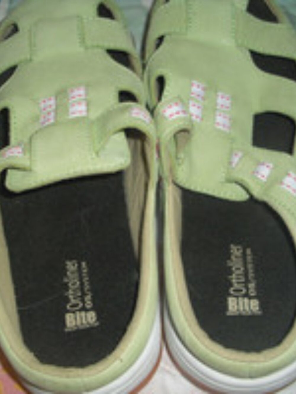 Women's O.S. Bite Ortholiner Leather Sandals 8.5 Wide Green 9418D